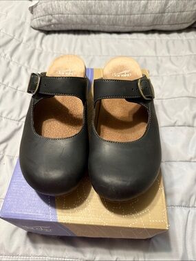 Dansko Black Mary Jane Clog with Buckle Strap